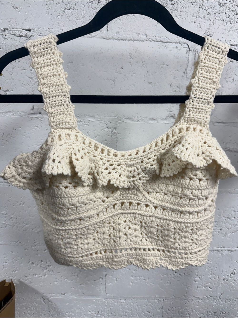 SEA New York - Crochet Knitted Crop Tank in Cream - Summer Top Size XS - NWOT